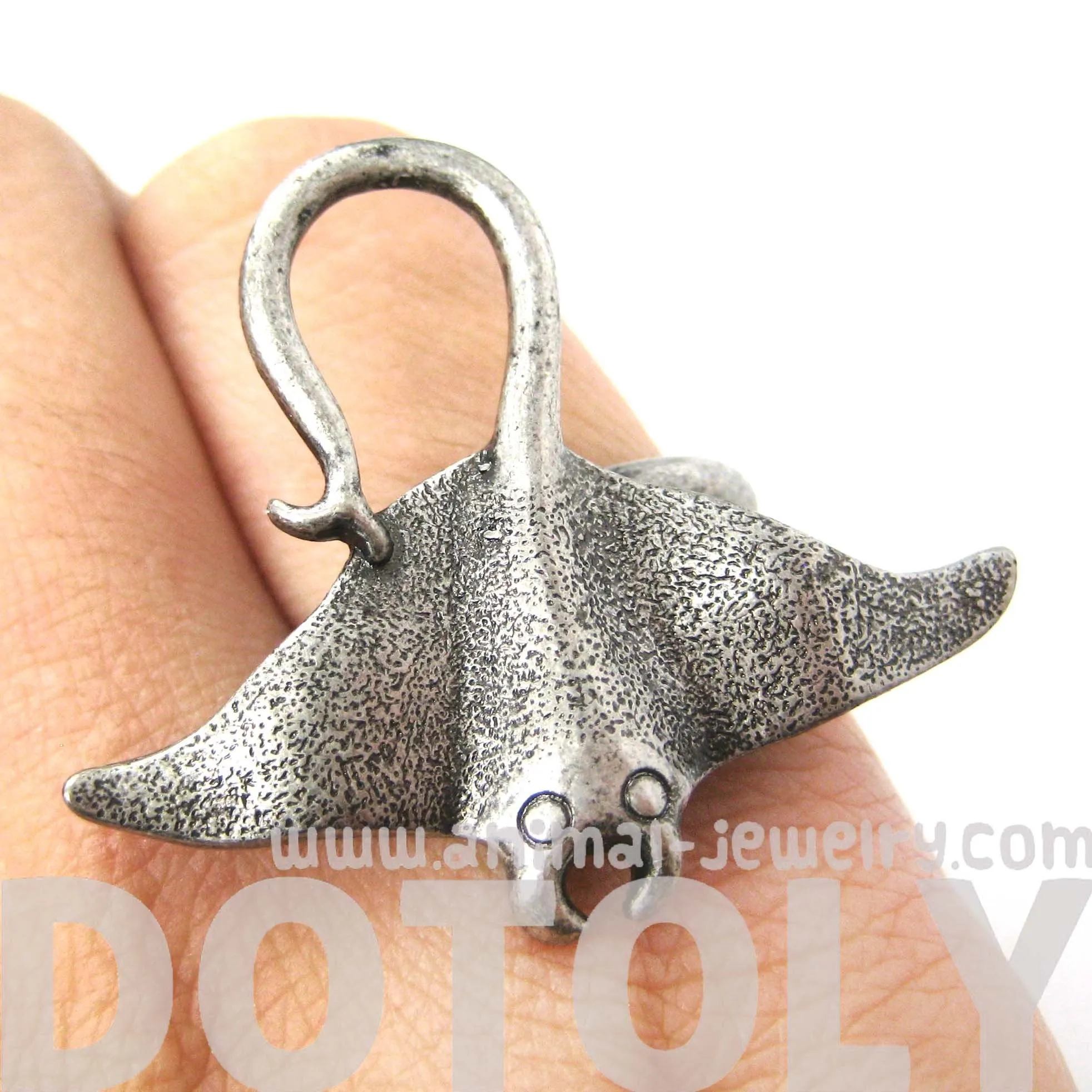 Stingray Adjustable Sea Animal Ring in Silver | Animal Jewelry