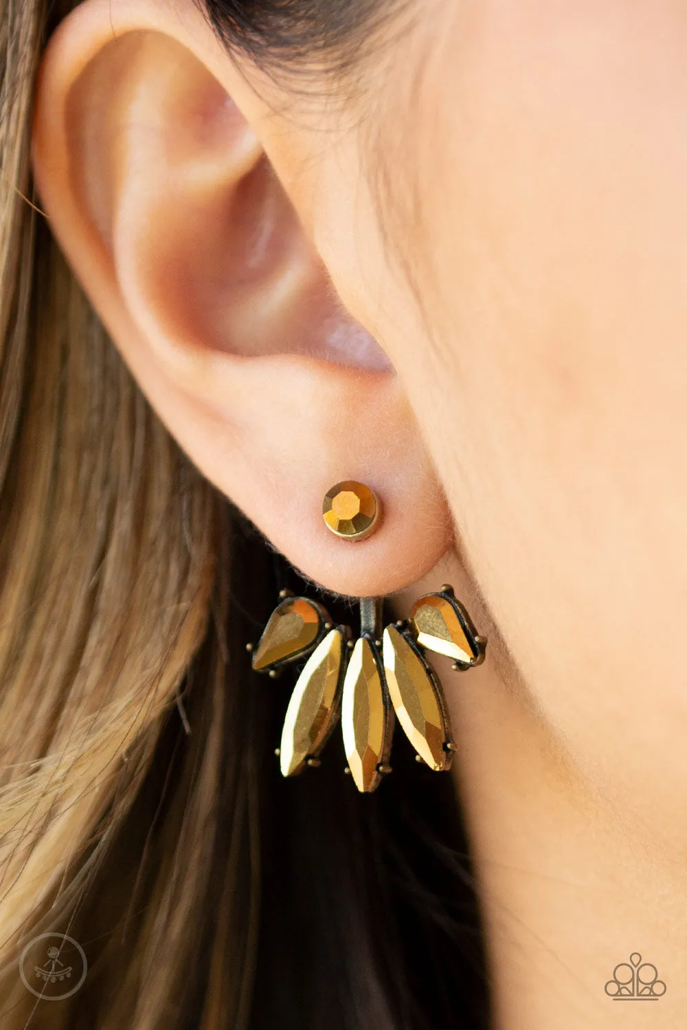 Stunningly Striking - Brass Paparazzi Earrings