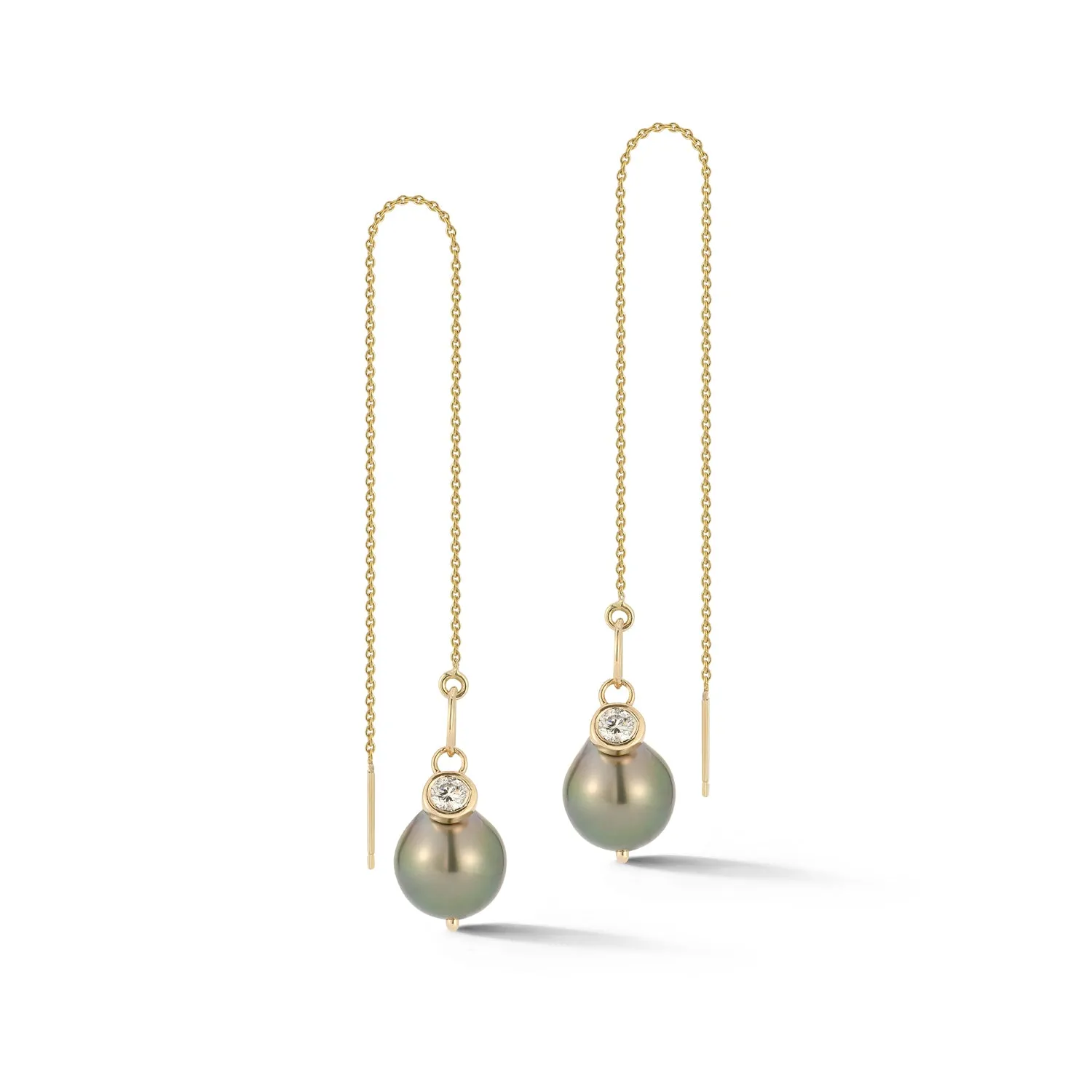 Tahitian Pearl and Diamond Threader Earrings