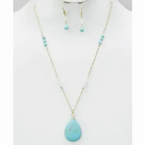 Teardrop Turquoise Drop Stone Necklace