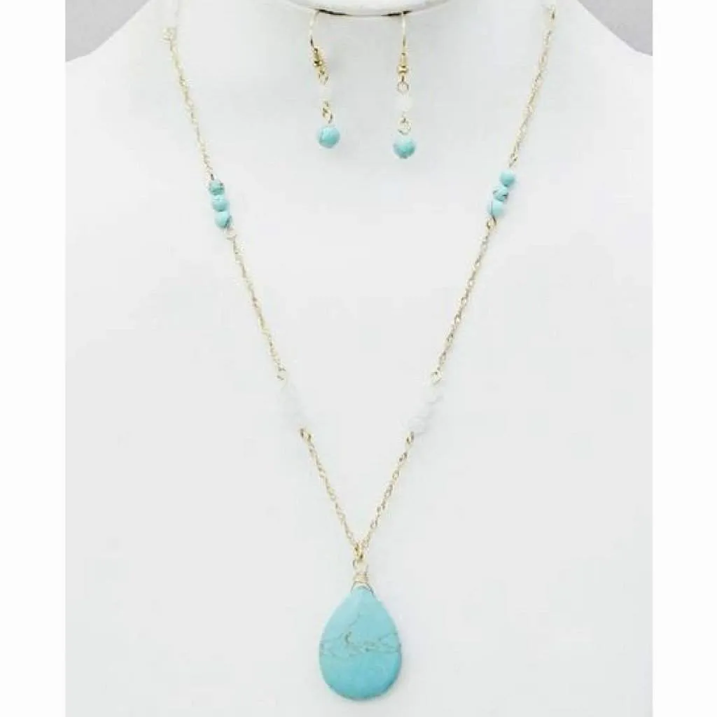 Teardrop Turquoise Drop Stone Necklace