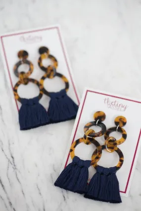 The Avondale Tassel Earring in Navy