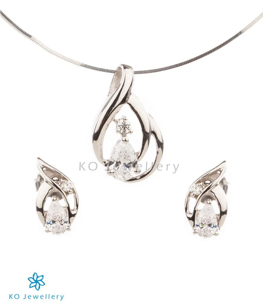 The Faye Silver Pendant Set (White)