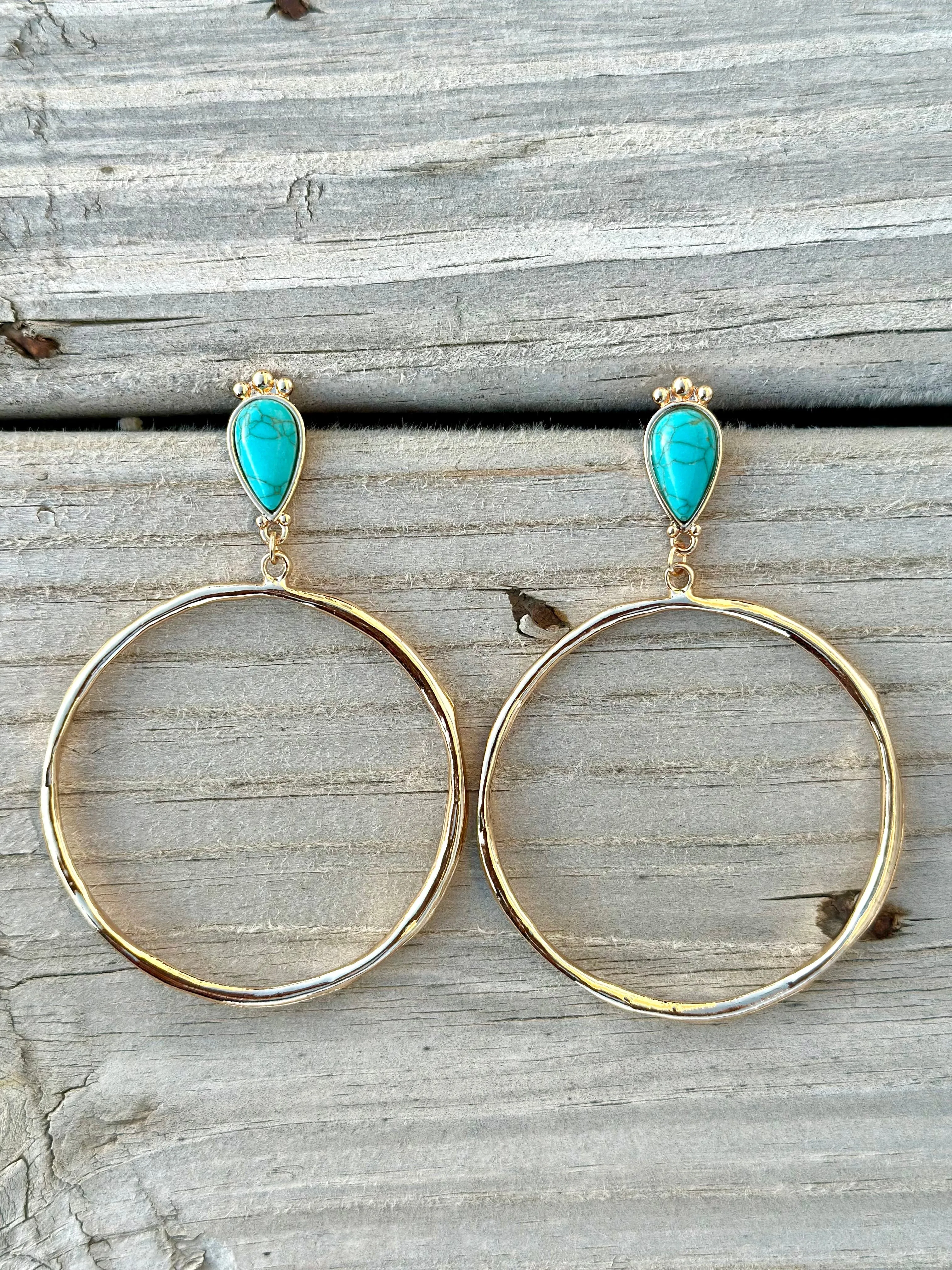 The Gold Turquoise Hoop Earring