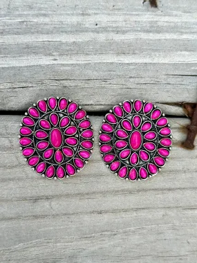 The Hot Pink Sun Statement Earrings