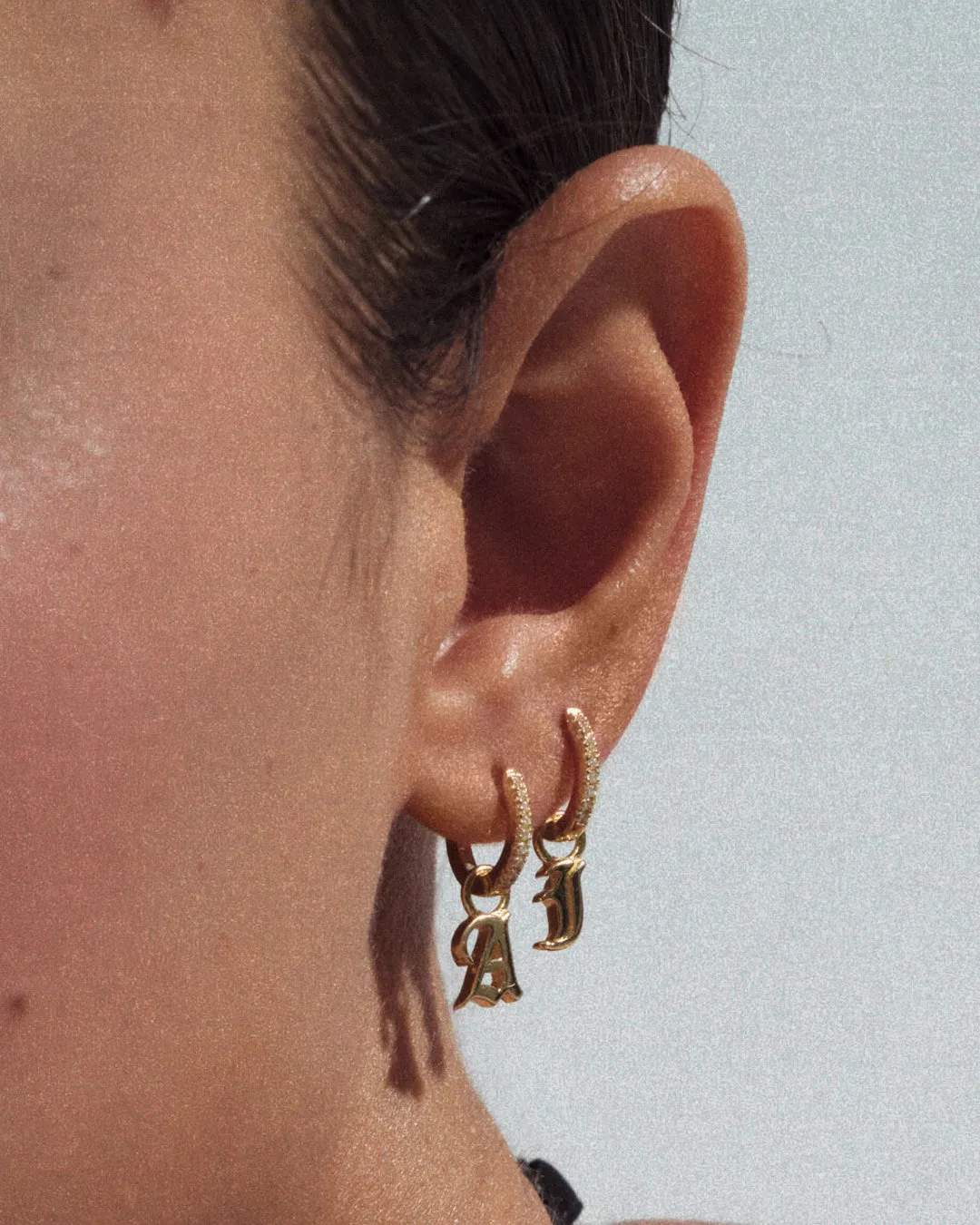 The Pave Metal Hoops with Initial Charms [Vintage]