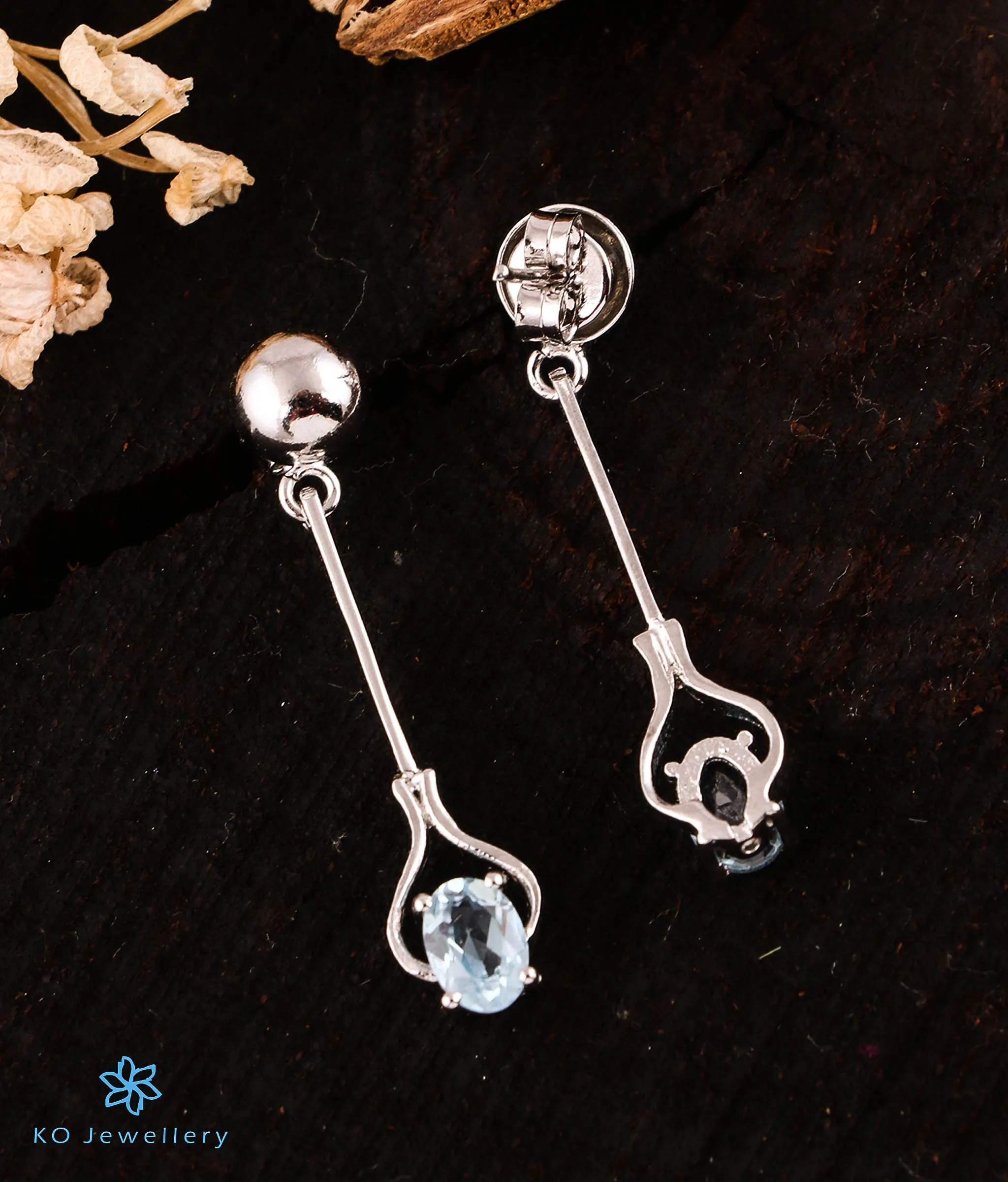 The Sky Blue Cocktail Silver Earrings