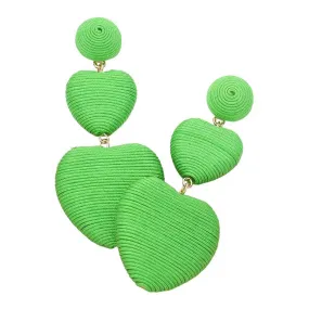 Thread Wrapped Double Heart Dropdown Earrings