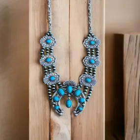 Timeless Turquoise Color Squash Blossom Necklace