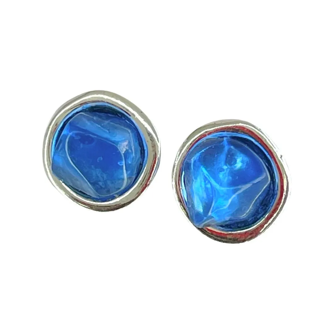 TRA-LA-RA FLOR SINGLE BLUE STONE STUD EARRING