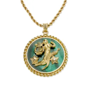 Van Cleef & Arpels Malachite and Diamond Virgo Zodiac Pendant