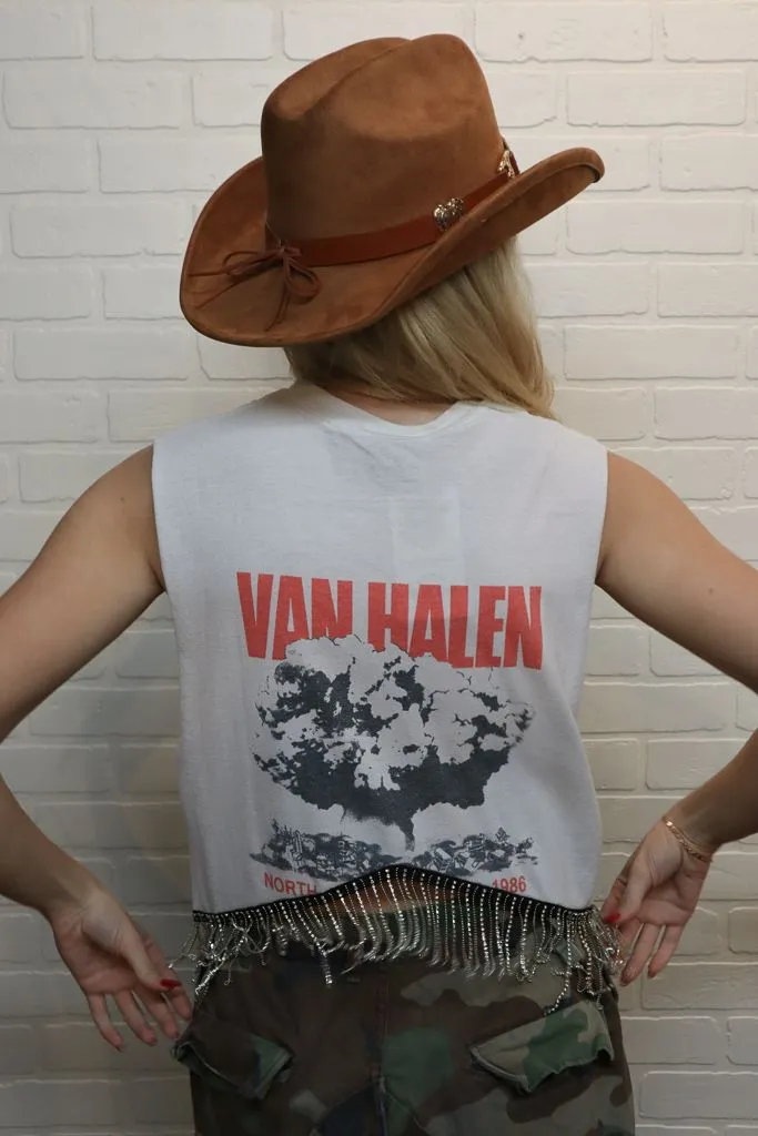 Van Halen Cropped Rhinestone Fringe Tank