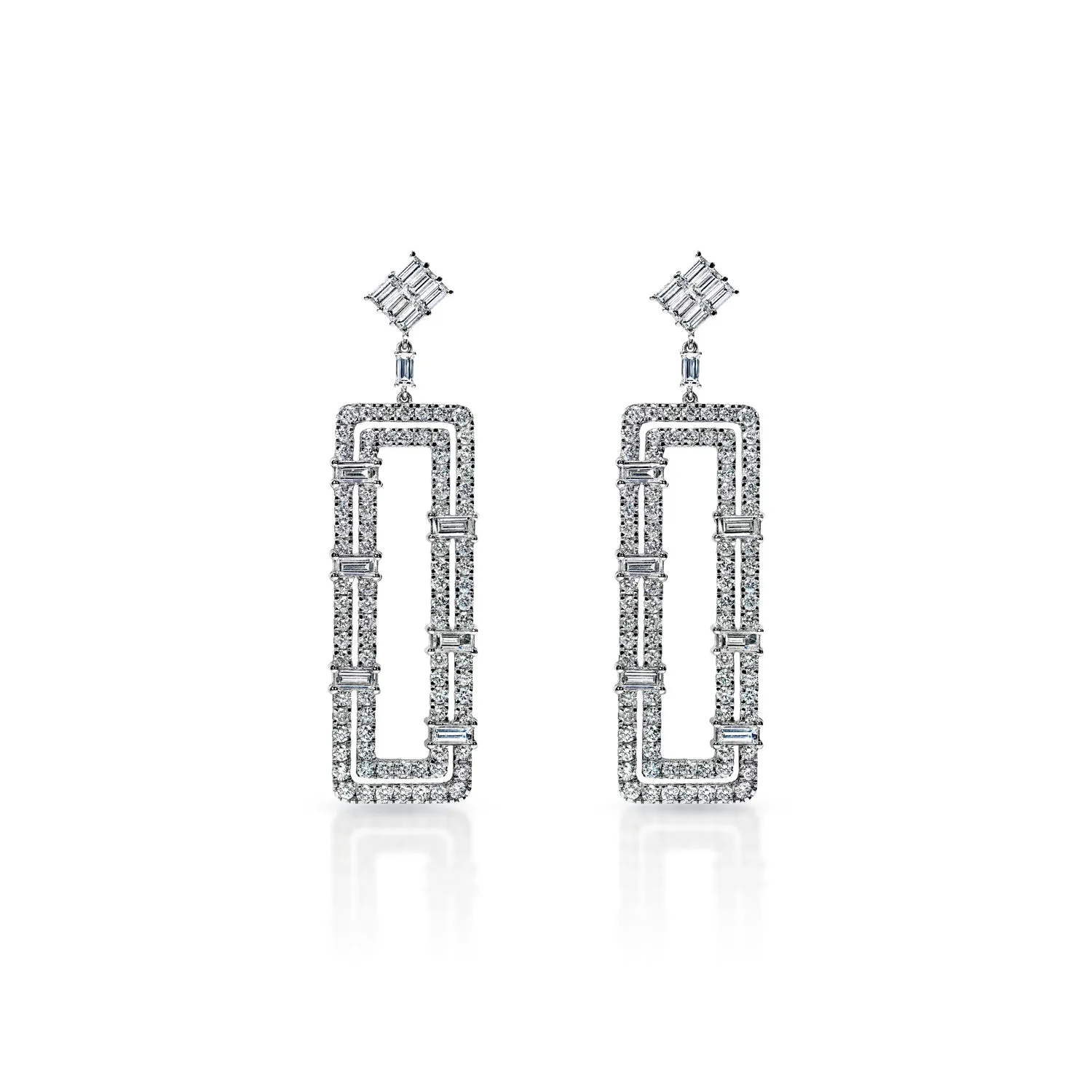 Vida 12 Carat Rectangular Shape Hanging Earrings in 14k White Gold