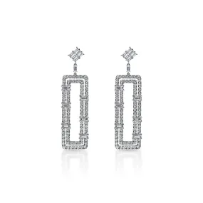 Vida 12 Carat Rectangular Shape Hanging Earrings in 14k White Gold