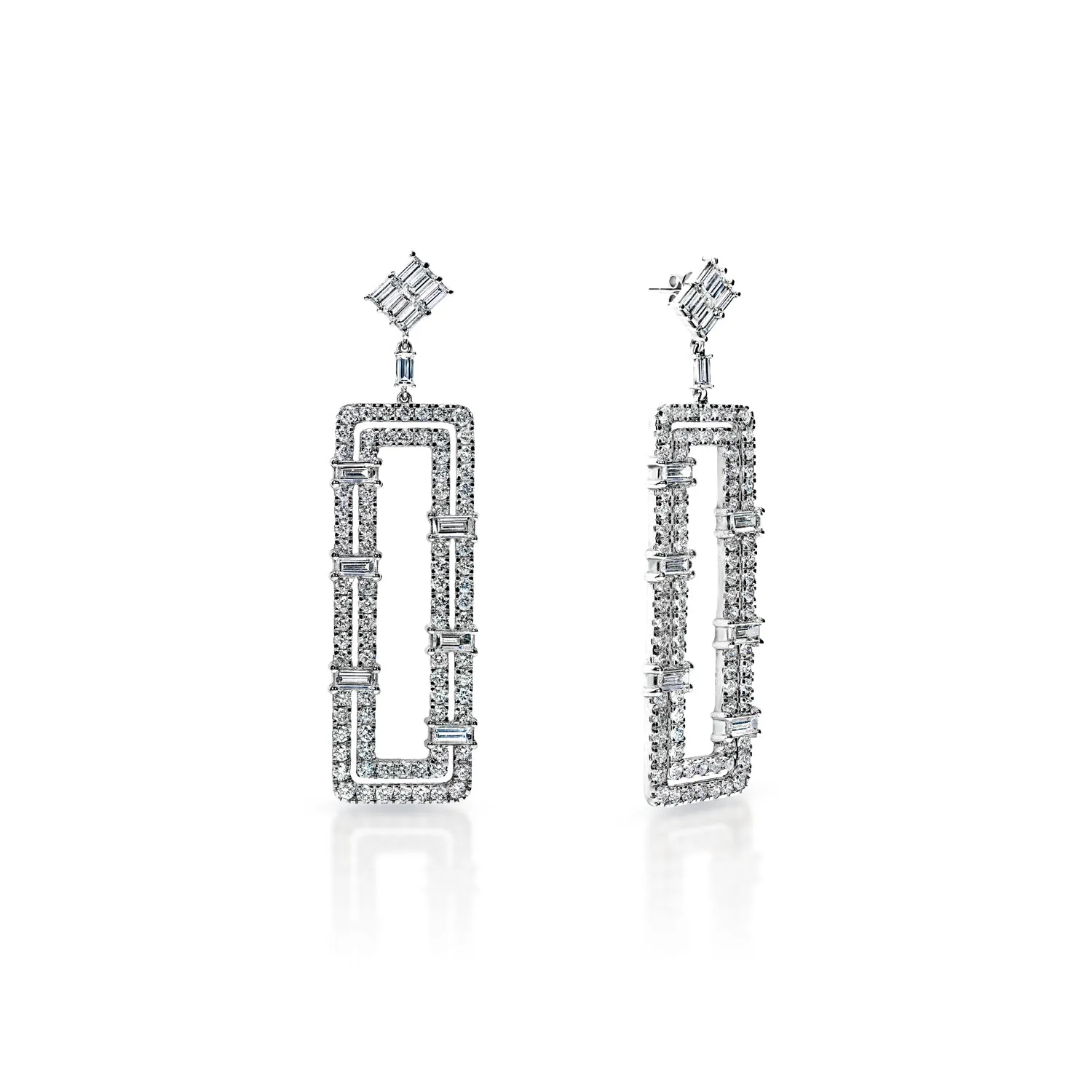 Vida 12 Carat Rectangular Shape Hanging Earrings in 14k White Gold