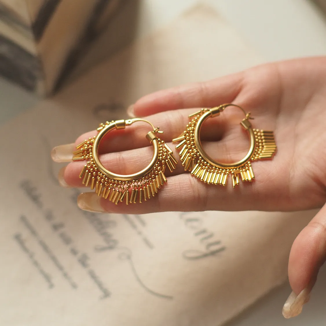 Vintage Hoop Tessel Earrings