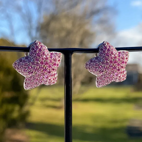 Vintage Pink Sapphire Star Earrings