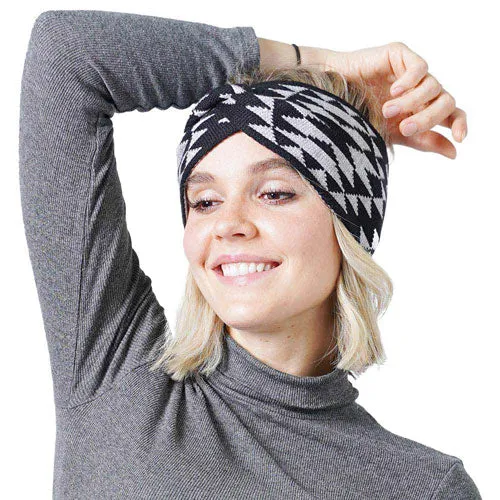 Western Pattern Knit Headband Ear Warmer Earmuffs