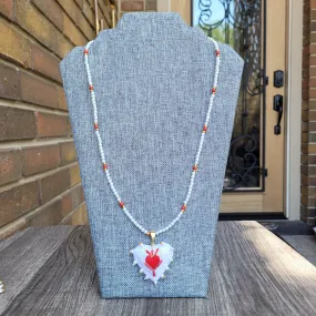 White sagrado corazon necklace