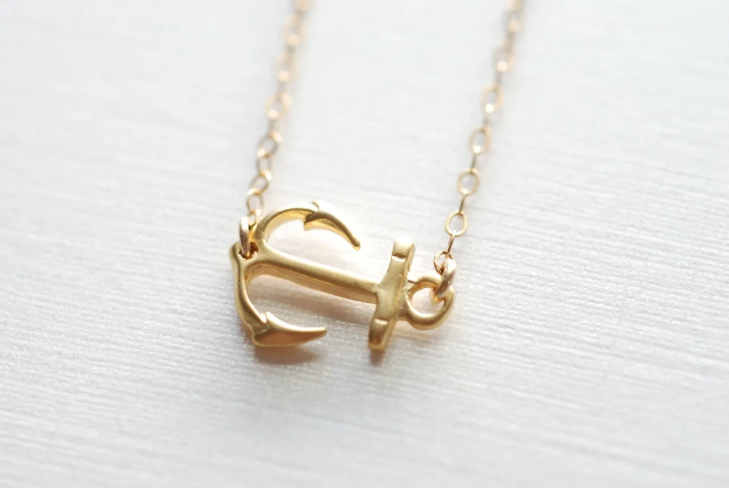 Wholesale Sideways Anchor Necklace- Gold Anchor Necklace, Simple Minimalist Anchor Necklace, Dainty Jewelry by HeirloomEnvy