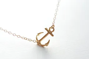 Wholesale Sideways Anchor Necklace- Gold Anchor Necklace, Simple Minimalist Anchor Necklace, Dainty Jewelry by HeirloomEnvy