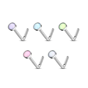 WILDKLASS 5 pcs Value Pack Illuminating Stone Set 316L Surgical Steel L Bend Nose Stud Rings