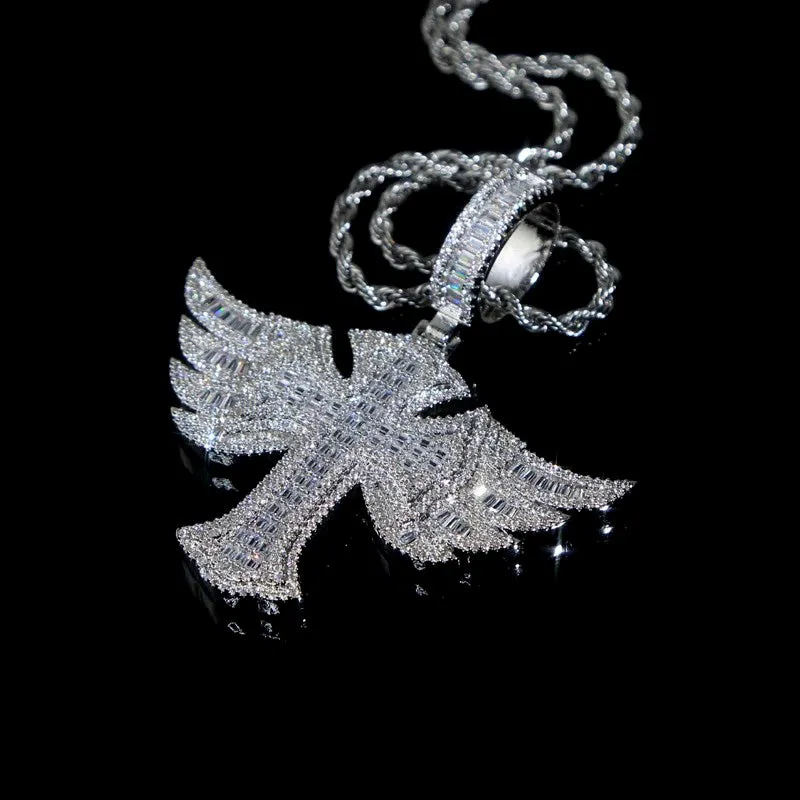 Winged Baguette Cross Pendant