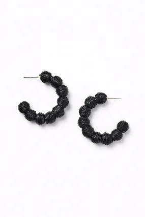 Woven Ball Hoops in Black