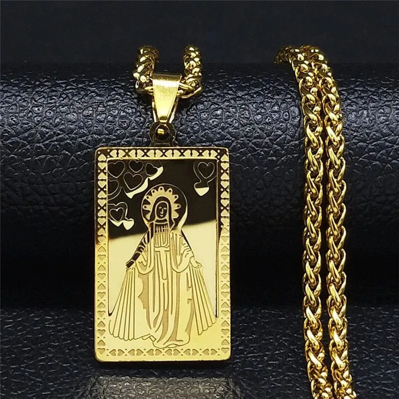 WWJD Virgin Mary Medal Our Lady of Guadalupe Necklace