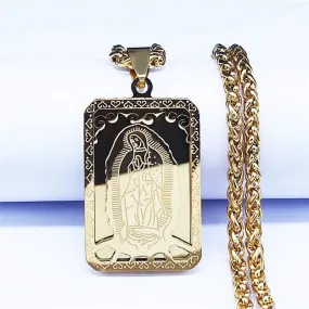 WWJD Virgin Mary Medal Our Lady of Guadalupe Necklace