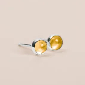 Yellow Citrine Gemstone Stud Earrings