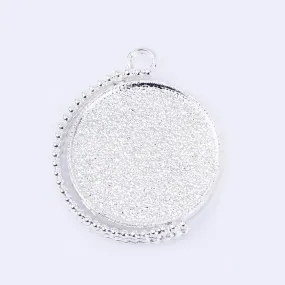 Zinc alloy Rotatable Round Pendant Blanks fit 25mm Cabochon Custom Necklace or Key Chain nickel 10pcs